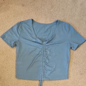SHEIN Blue Gathered Crop Top